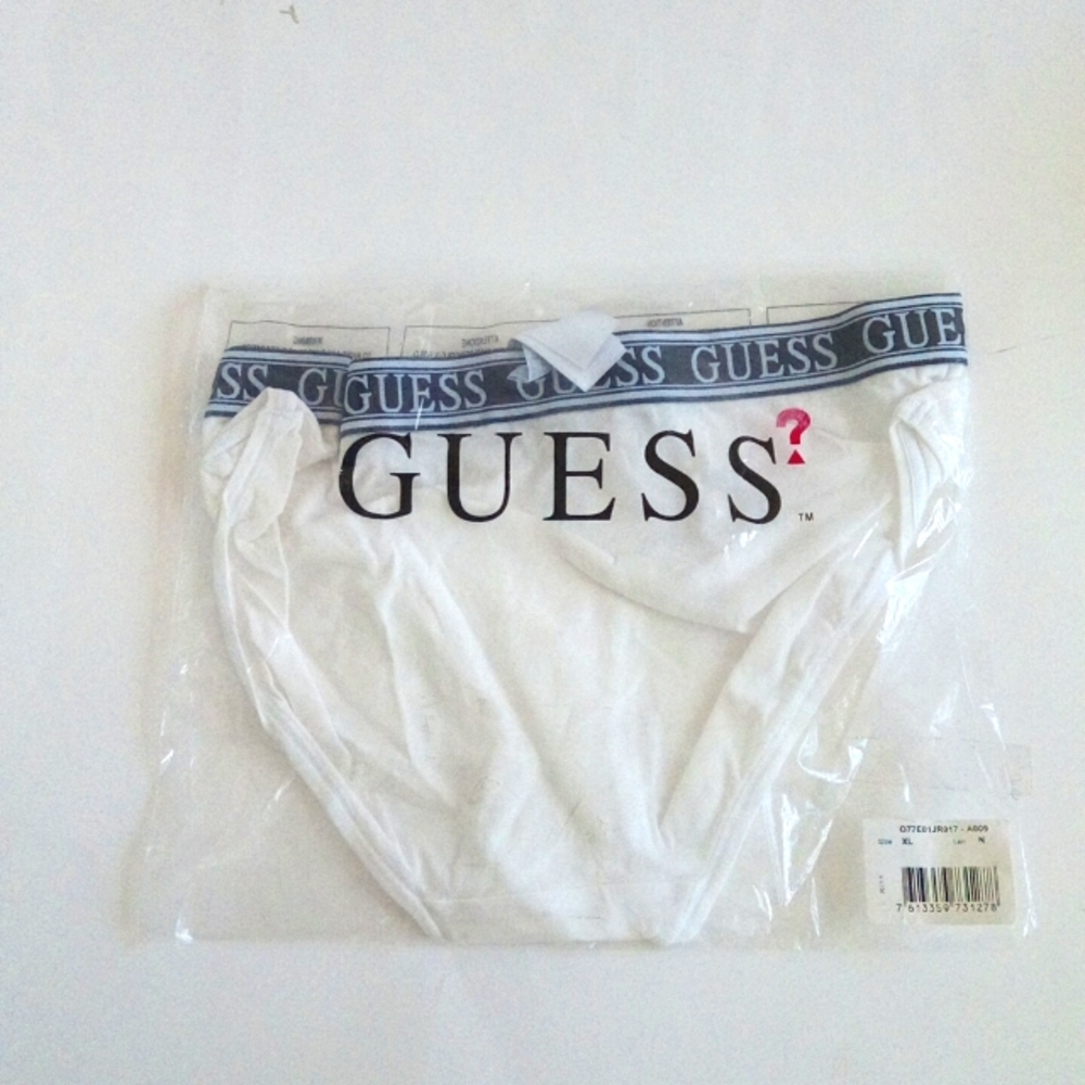 New Guess Optic White & Black Brief Panty US XL